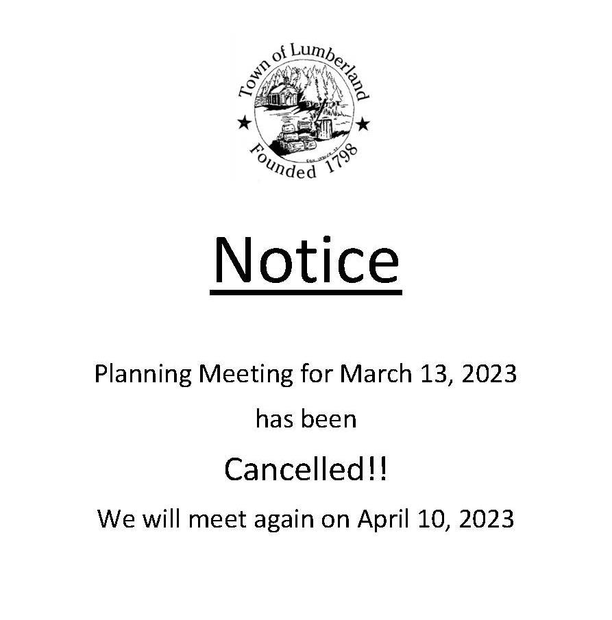 Planning Meeting for March 13 Cancelled - Copy